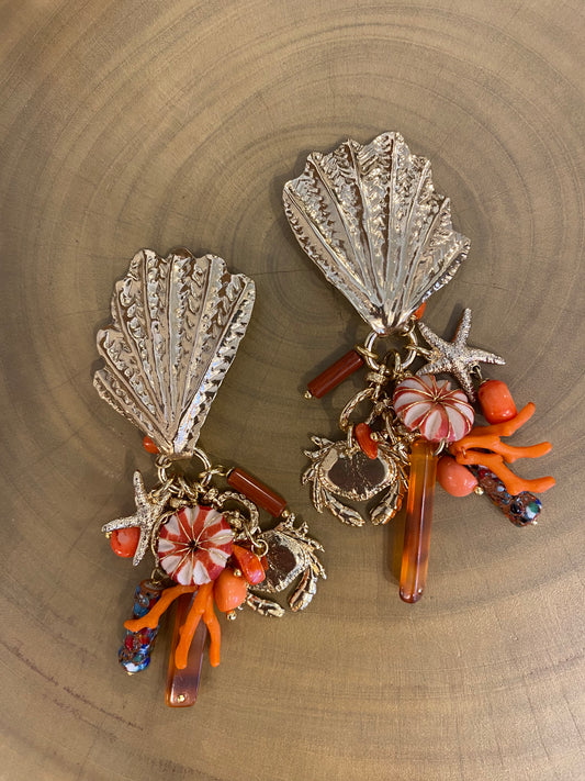 Gas Bijoux Earrings Shellita  Coral