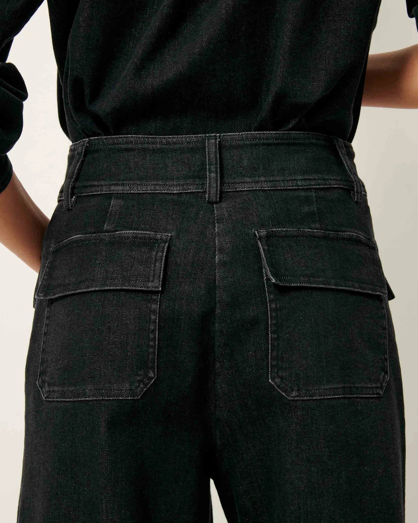 Sessun Manhattan Wide Flared Pants Denim Black