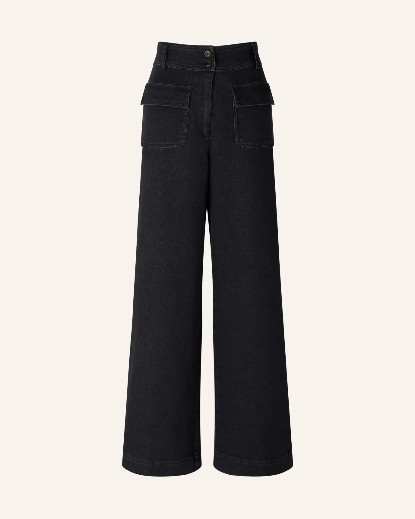 Sessun Manhattan Wide Flared Pants Denim Black