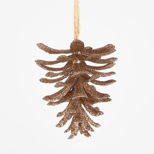 Glitter Hanging Pine Cone  Copper