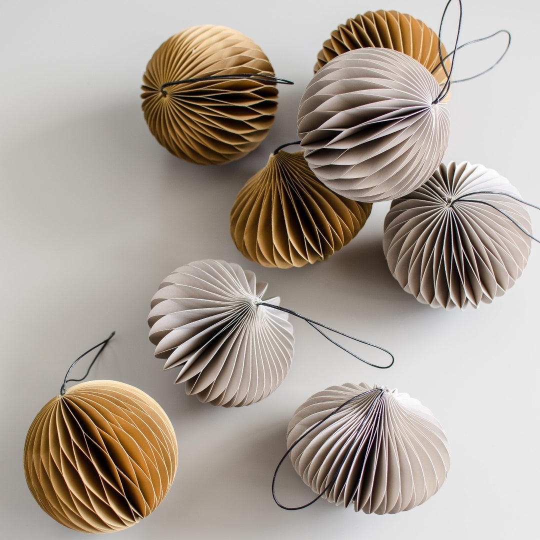 Paper Ornament Christmas Sphere Golden Sand