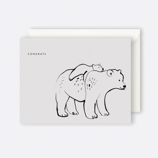 Father Rabbit Congrats Mummy and Baby Bear Card