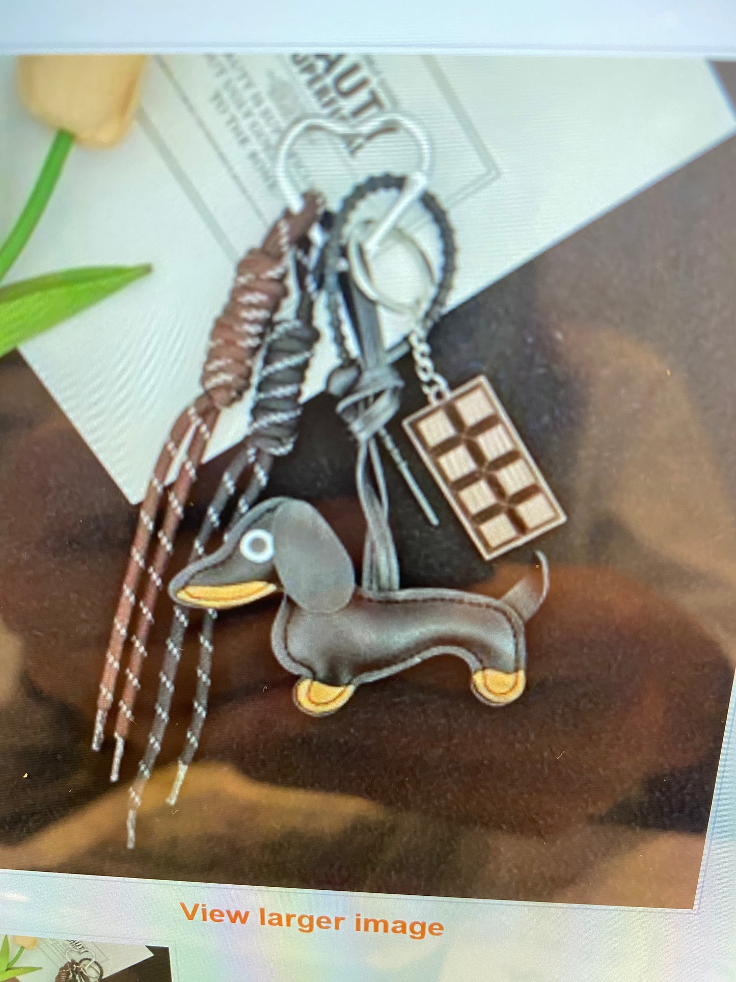 Sausage dog black key ring