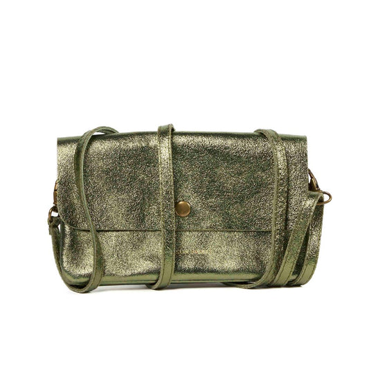MAISON FANLI Metallic Flat Pochette Khaki