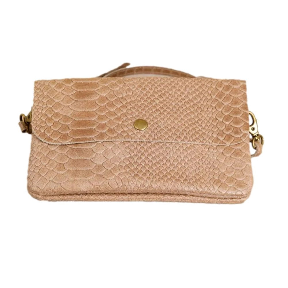 MAISON FANLI Python Flat Pochette Beige