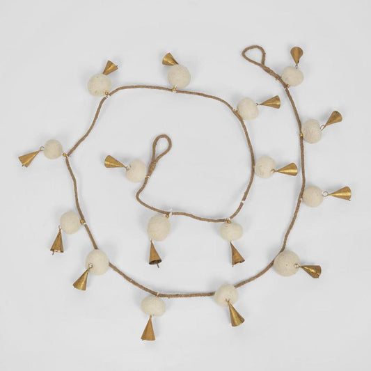 Brass Bells and Felt Balls Garland 2m