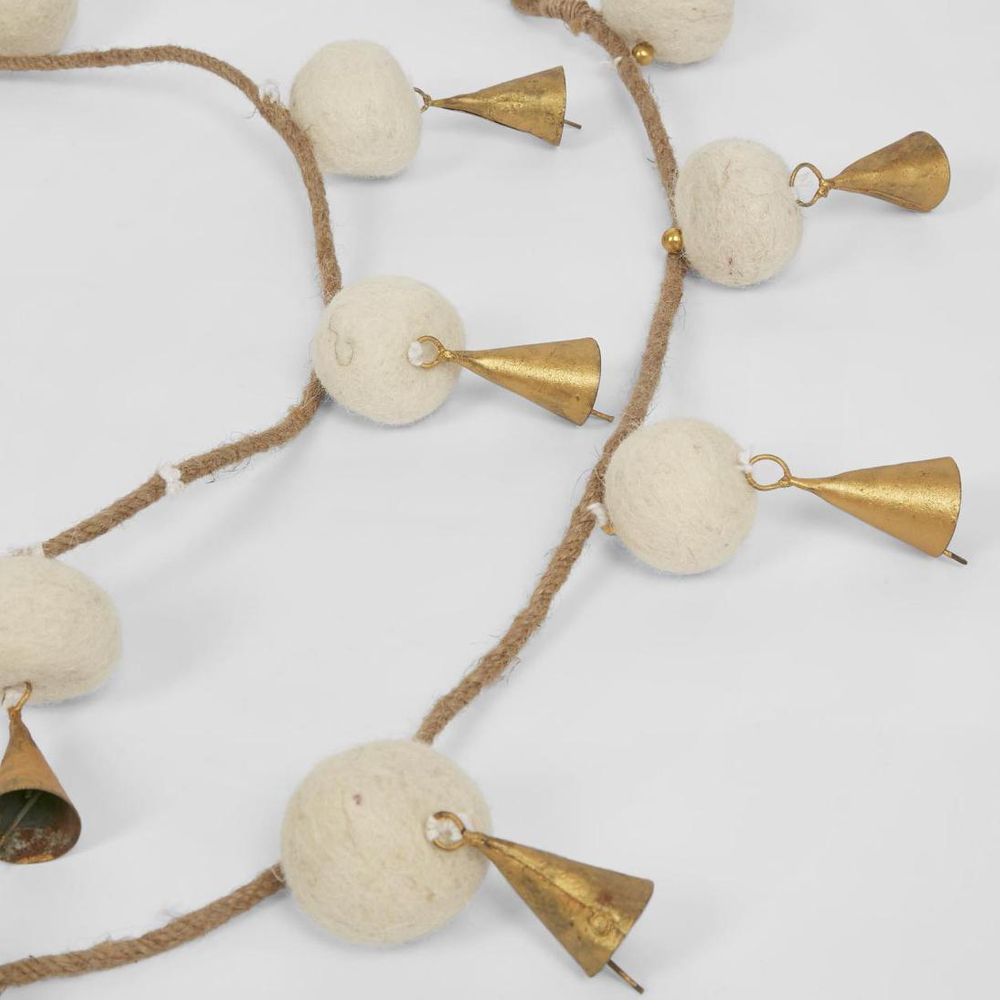 Brass Bells and Felt Balls Garland 2m