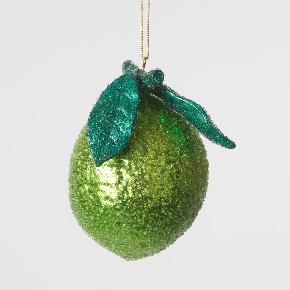 Lime Glitter Glass Decoration