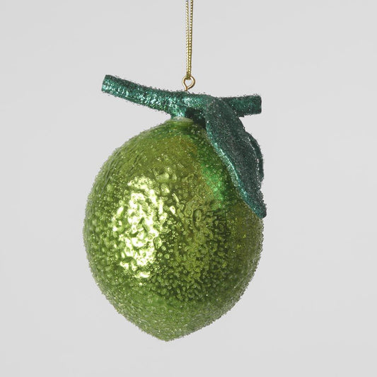 Lime Glitter Glass Decoration