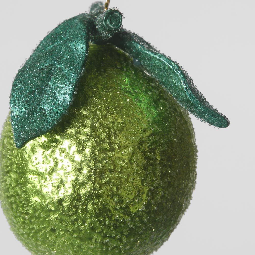 Lime Glitter Glass Decoration