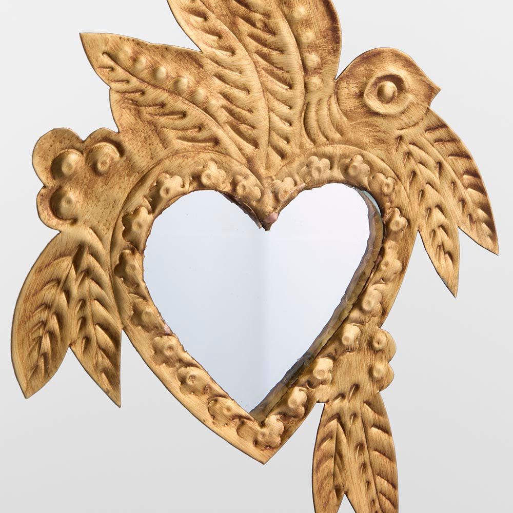 Heart Mirror With Bird