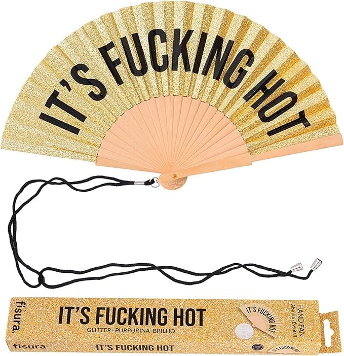 Hand Fan Fucking Hot Gold
