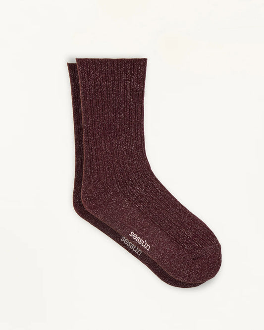 Sessun Glitter Socks Plum