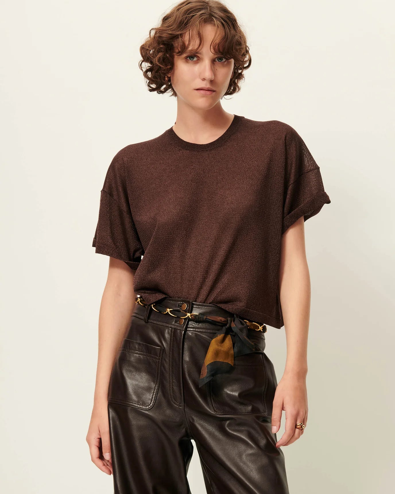 Sessun Ronn Knitted Tee Shirt Moka
