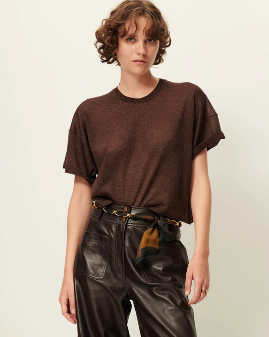 Sessun Ronn Knitted Tee Shirt Moka