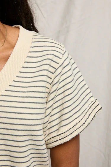 PWT Briggs French Terry Tee Shirt Charcoal Stripe