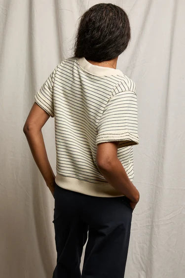 PWT Briggs French Terry Tee Shirt Charcoal Stripe