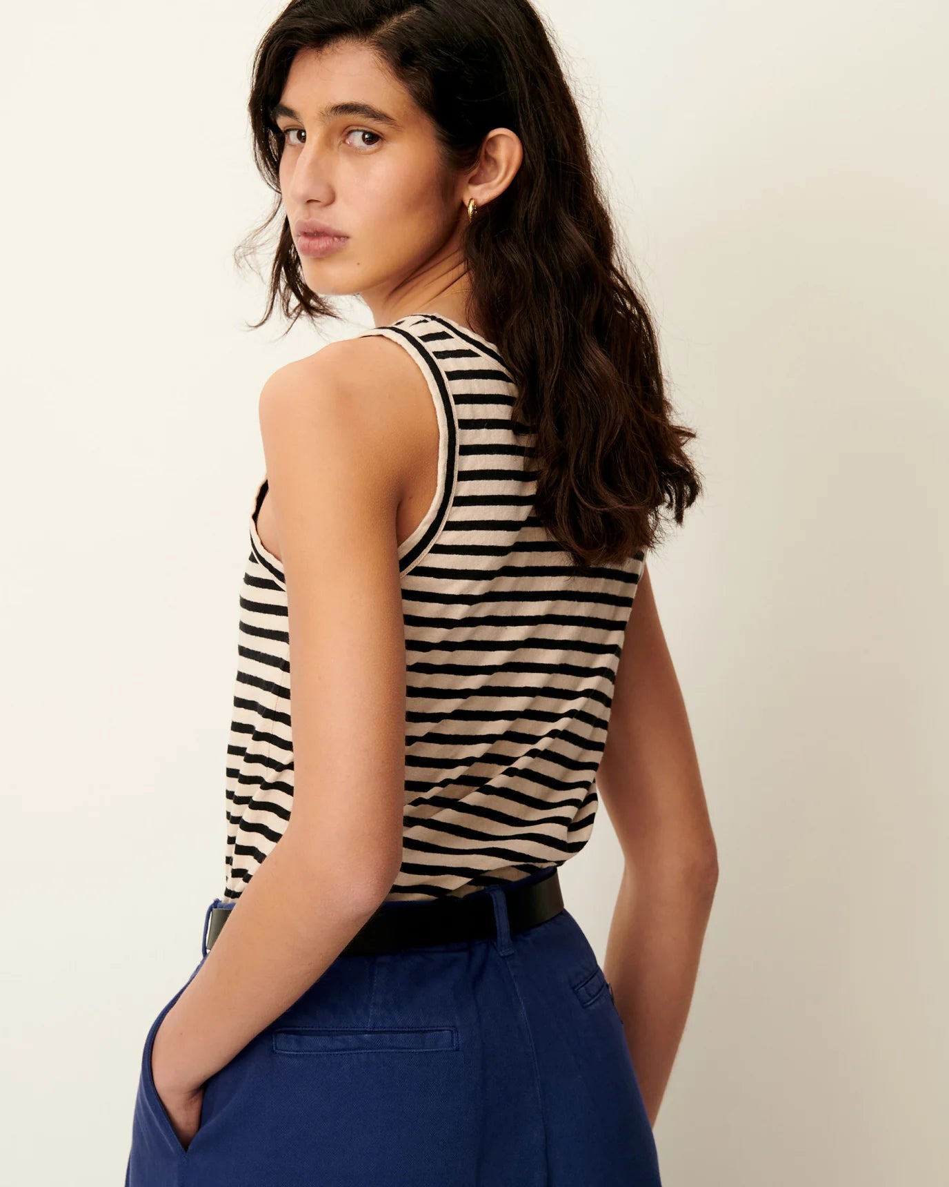Sessun Dili Striped Tank Top Sand/Black