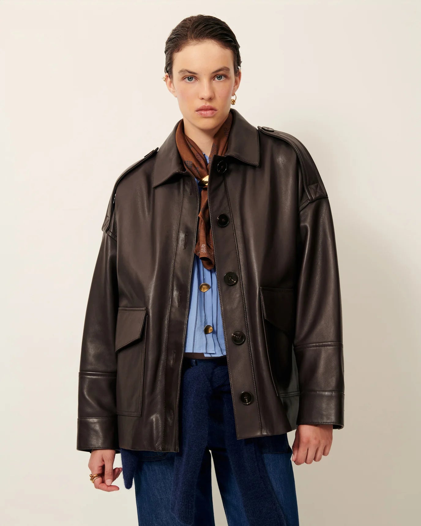 Sessun Harriboyd Leather Jacket Coffee