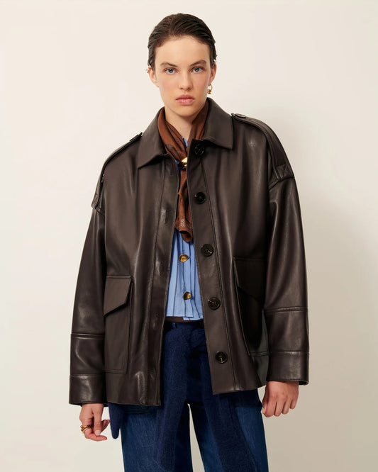 Sessun Harriboyd Leather Jacket Coffee