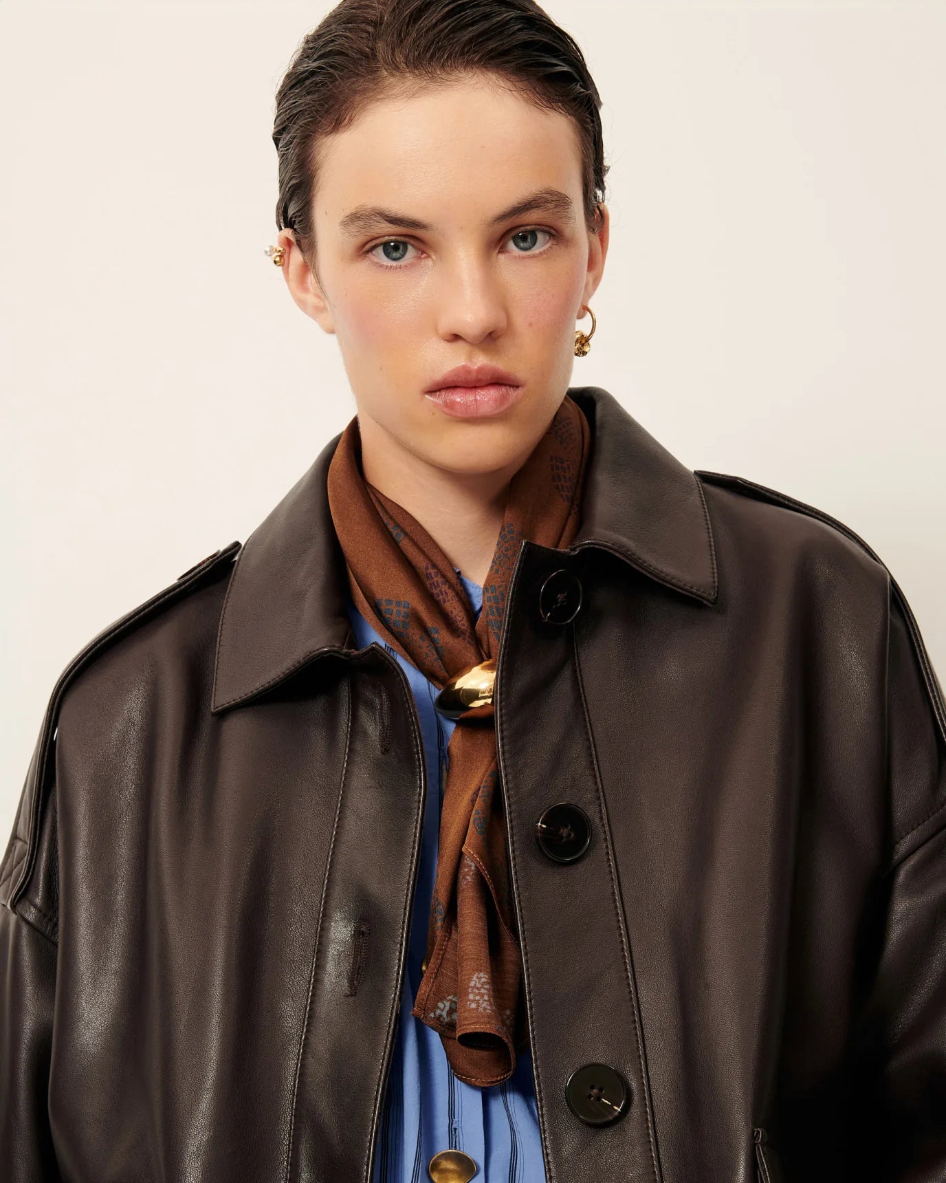 Sessun Harriboyd Leather Jacket Coffee