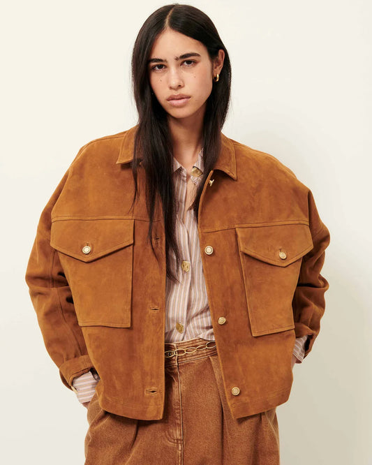 Sessun Vilaeste Suede Jacket Cognac