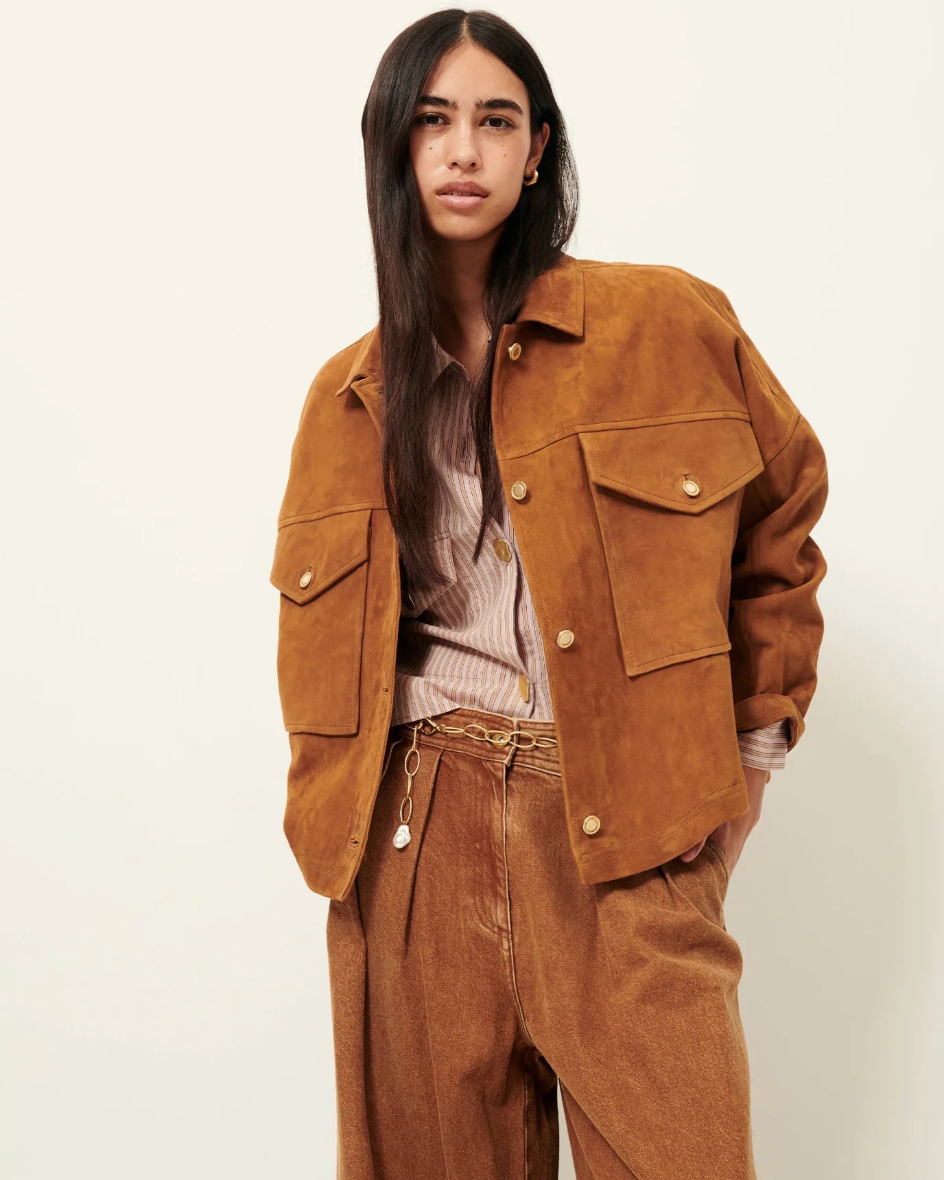 Sessun Vilaeste Suede Jacket Cognac