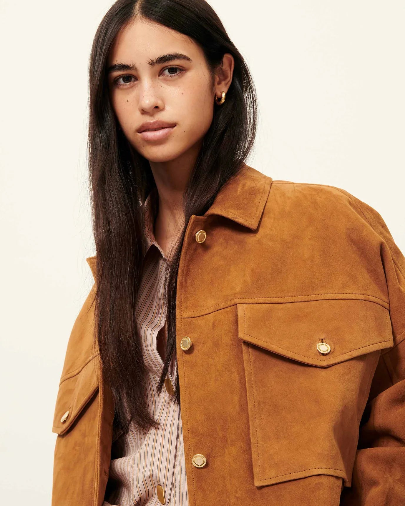 Sessun Vilaeste Suede Jacket Cognac