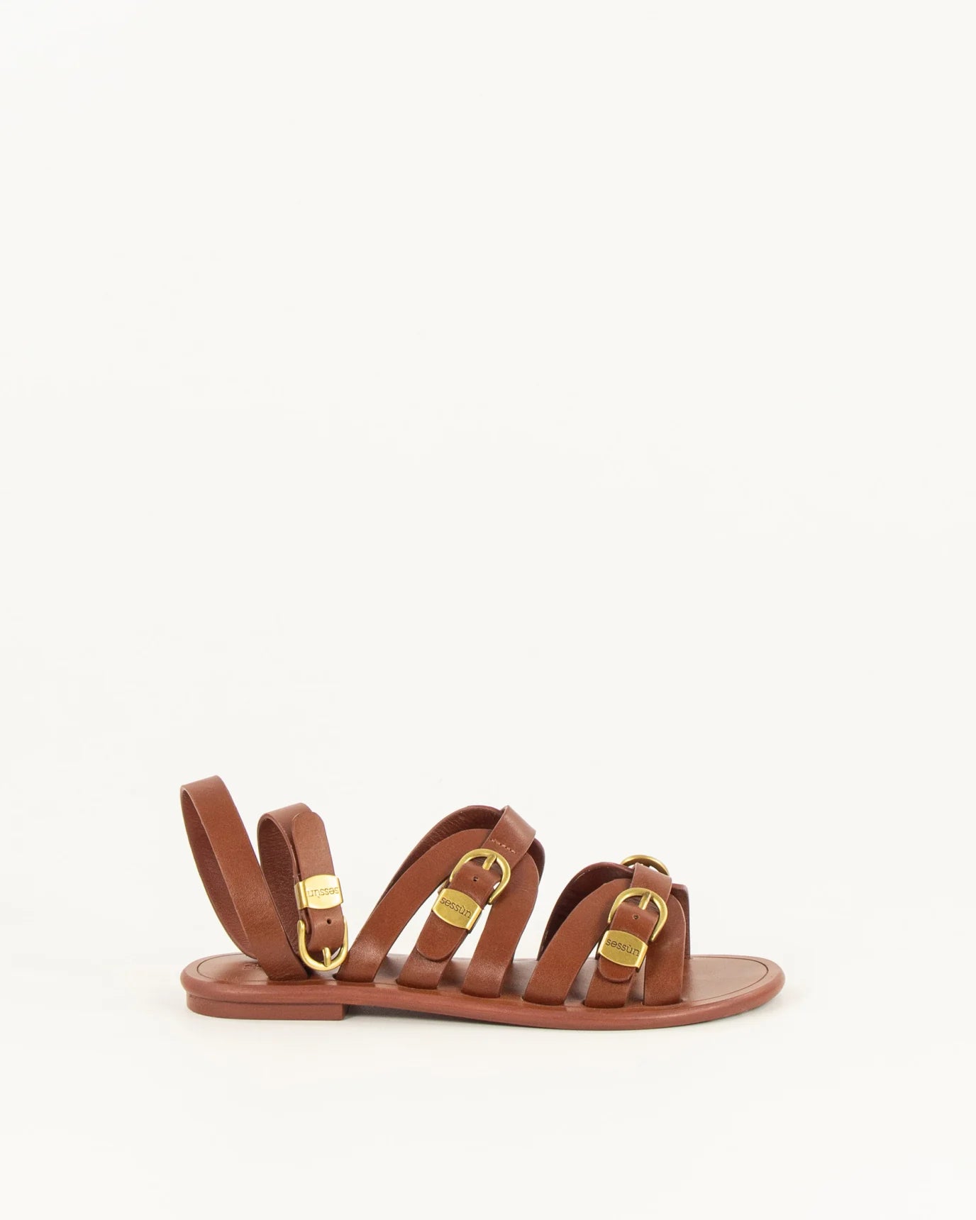 Sessun Maximus Leather Sandals Cognac