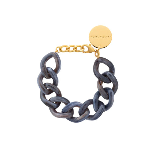 Vanessa Baroni Mini Flat Chain Bracelet Blue Jeans Marble