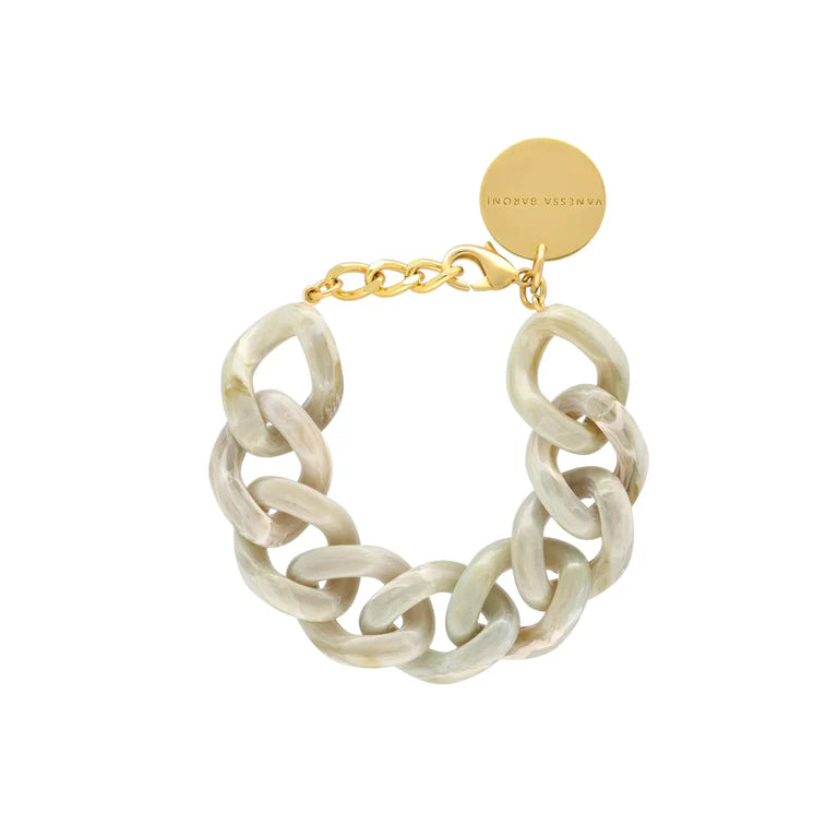 Vanessa Baroni Flat Chain Bracelet Snow Green Marble