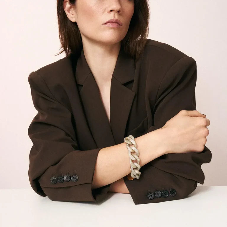 Vanessa Baroni Flat Chain Bracelet Snow Green Marble