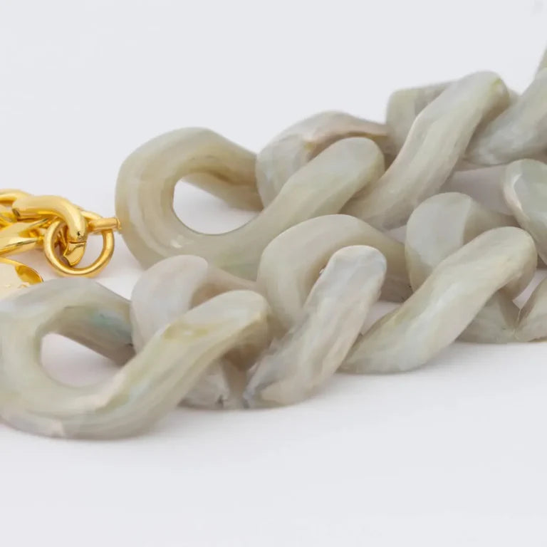 Vanessa Baroni Flat Chain Bracelet Snow Green Marble