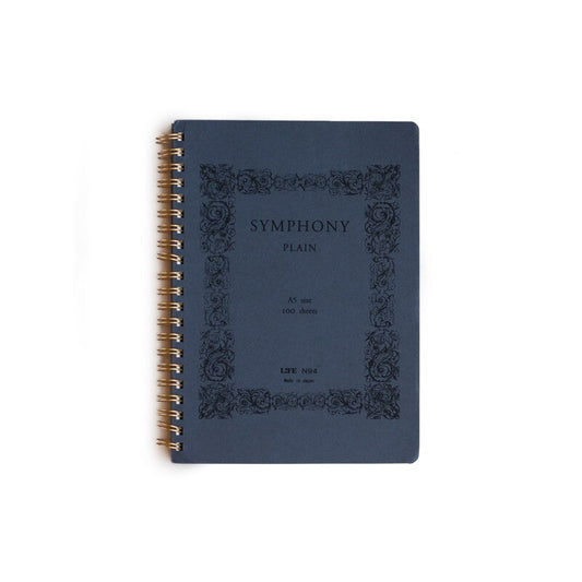 Japanese Paper 'Symphony' Notebook - Plain - A5 - Navy