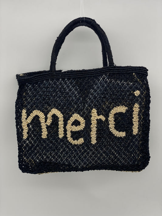 The Jacksons Merci Indigo Hand-crafted jute “word-bags”