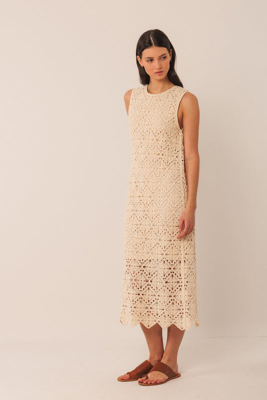 Indi & Cold Crochet Dress Ecru