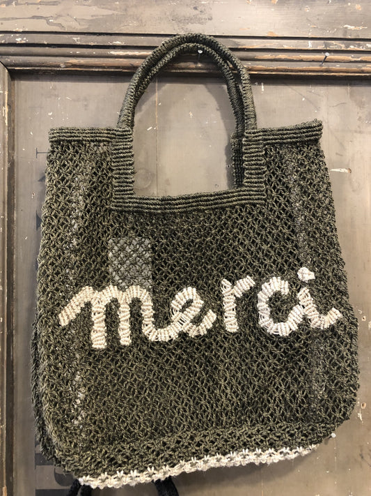 Merci Jute bag Olive/Natural