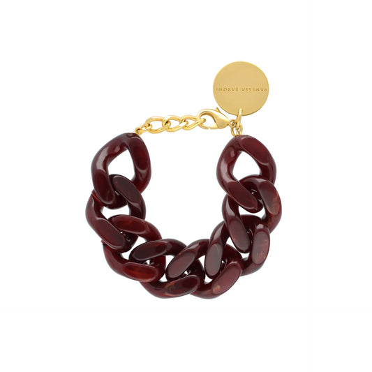 Vanessa Baroni Large Flat Chain Bracelet Bordeaux Marble