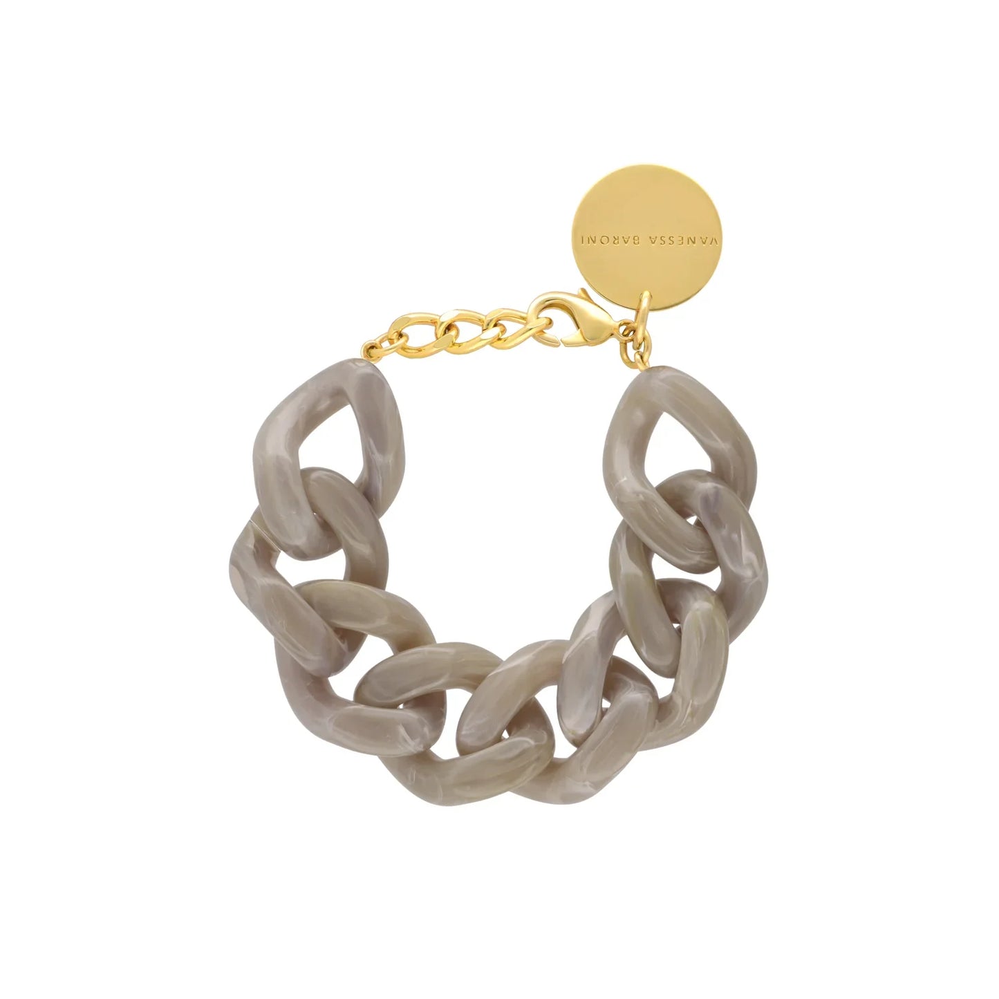 Large Flat Chain Bracelet Greige Marble