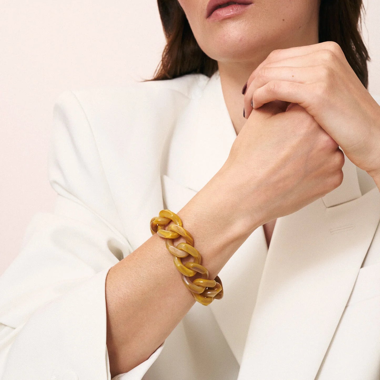 Small Flat Chain Bracelet Ochre Marble