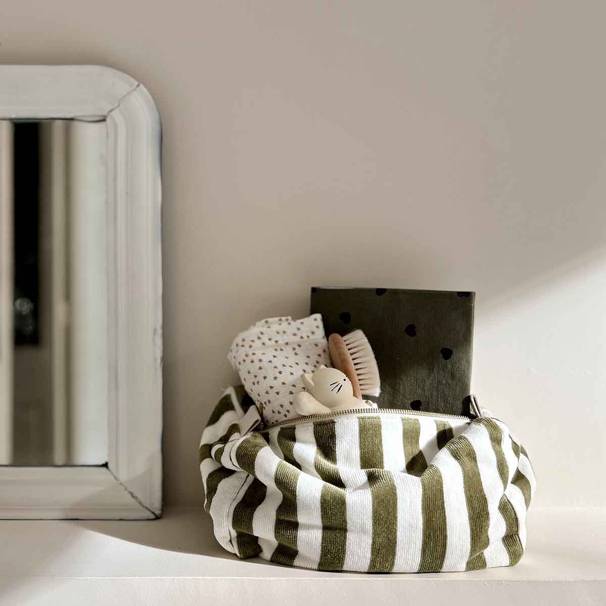 Toiletry Bag Terry Khaki Stripes