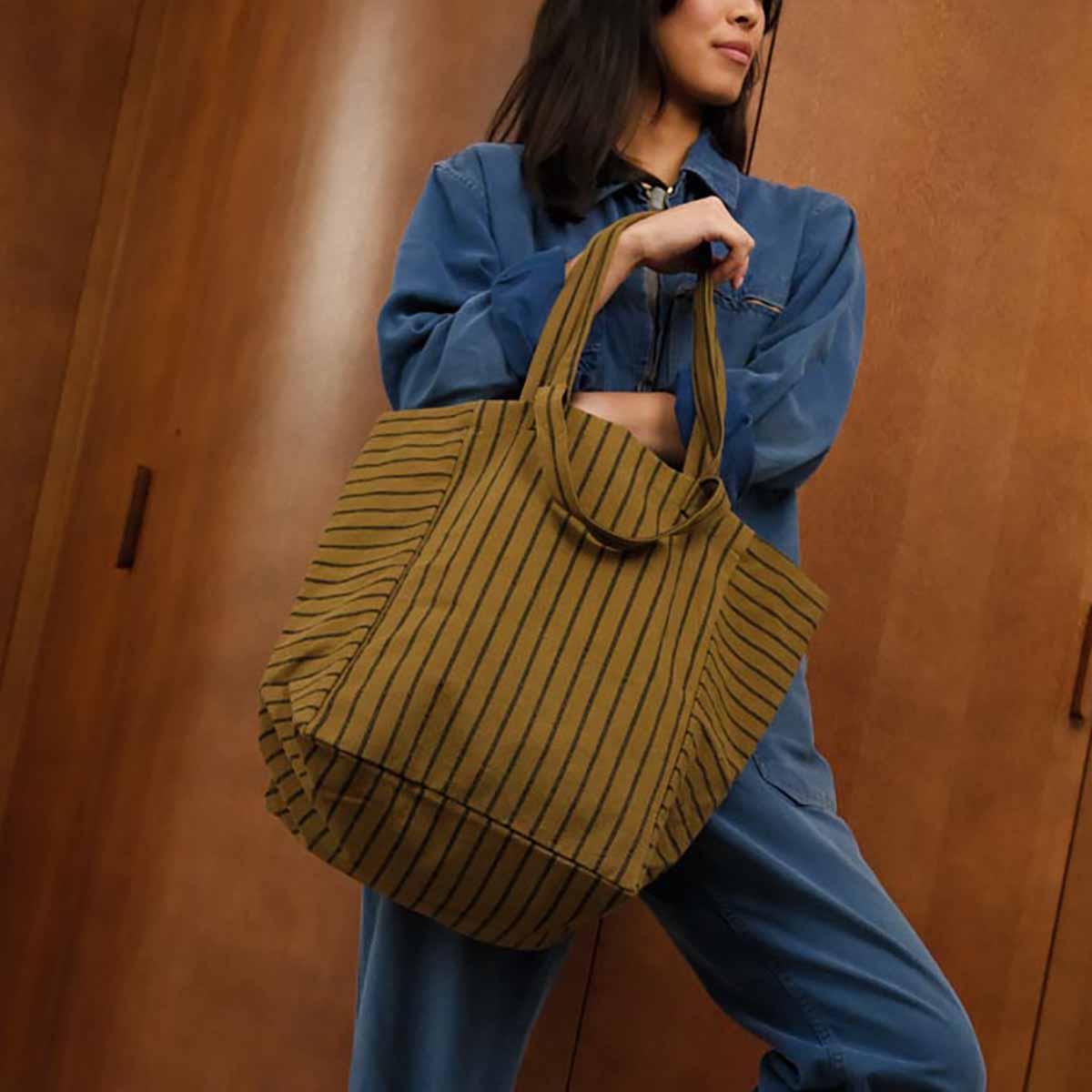 Tote Bag Tennis Stripes Black/Olive