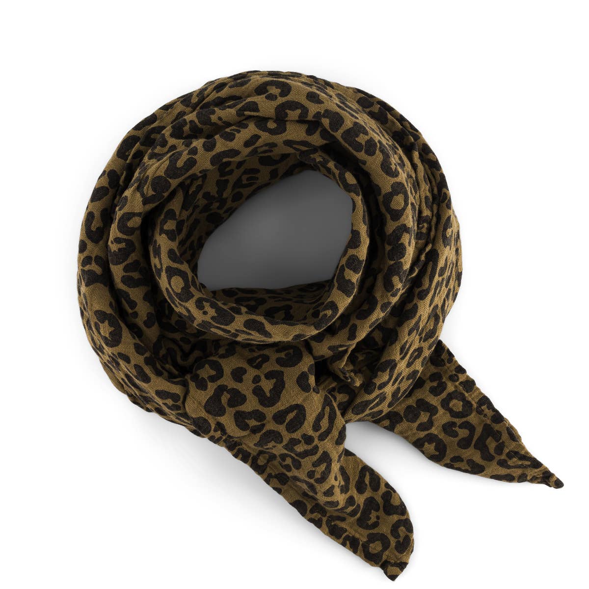 Cotton Scarf Leopard Olive