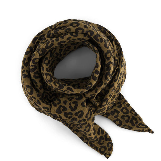 Cotton Scarf Leopard Olive