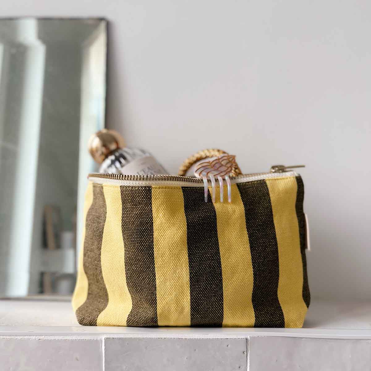 Pouch Lemon/Olive Stripes