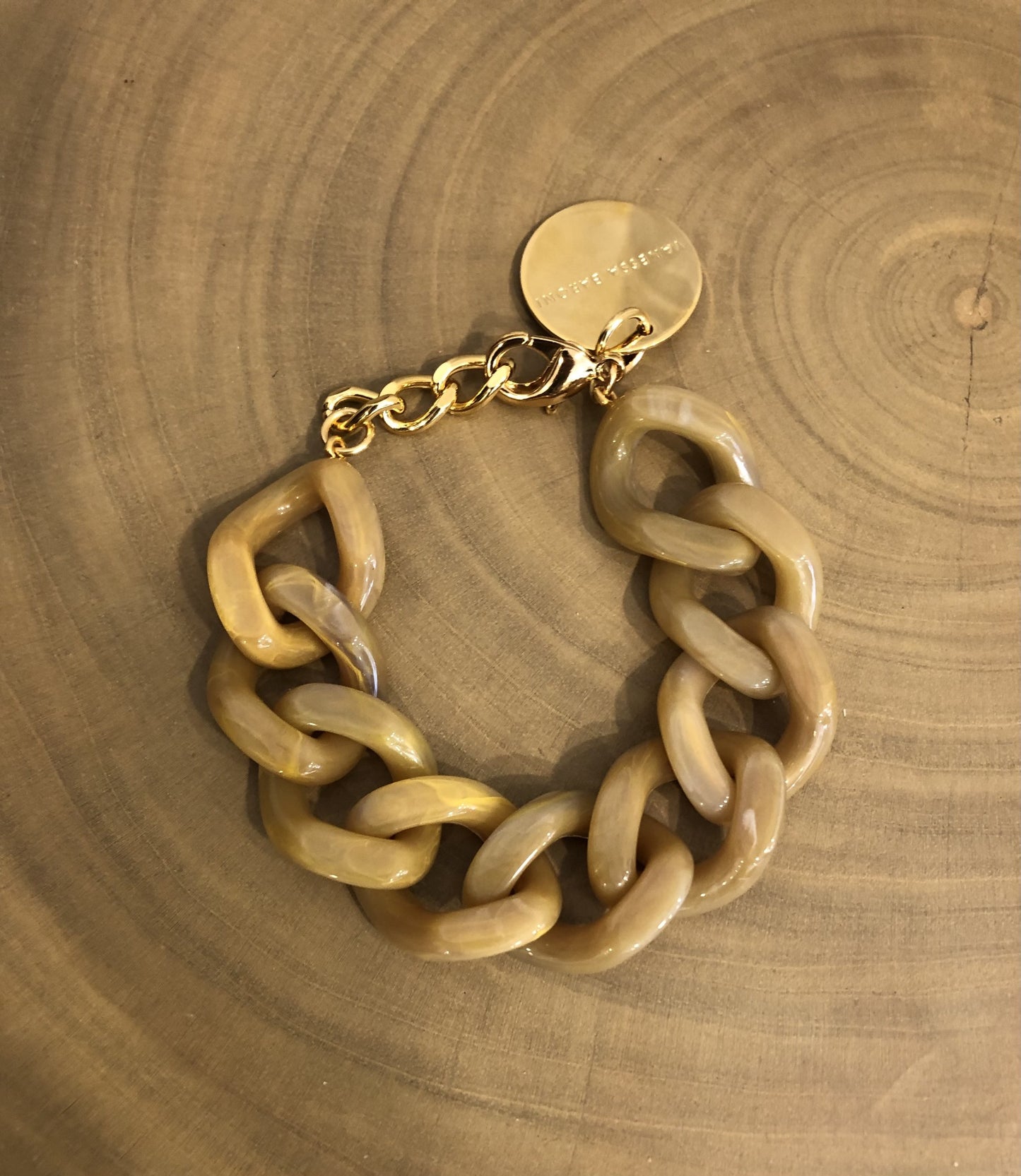 Small Flat Chain Bracelet Ochre Marble