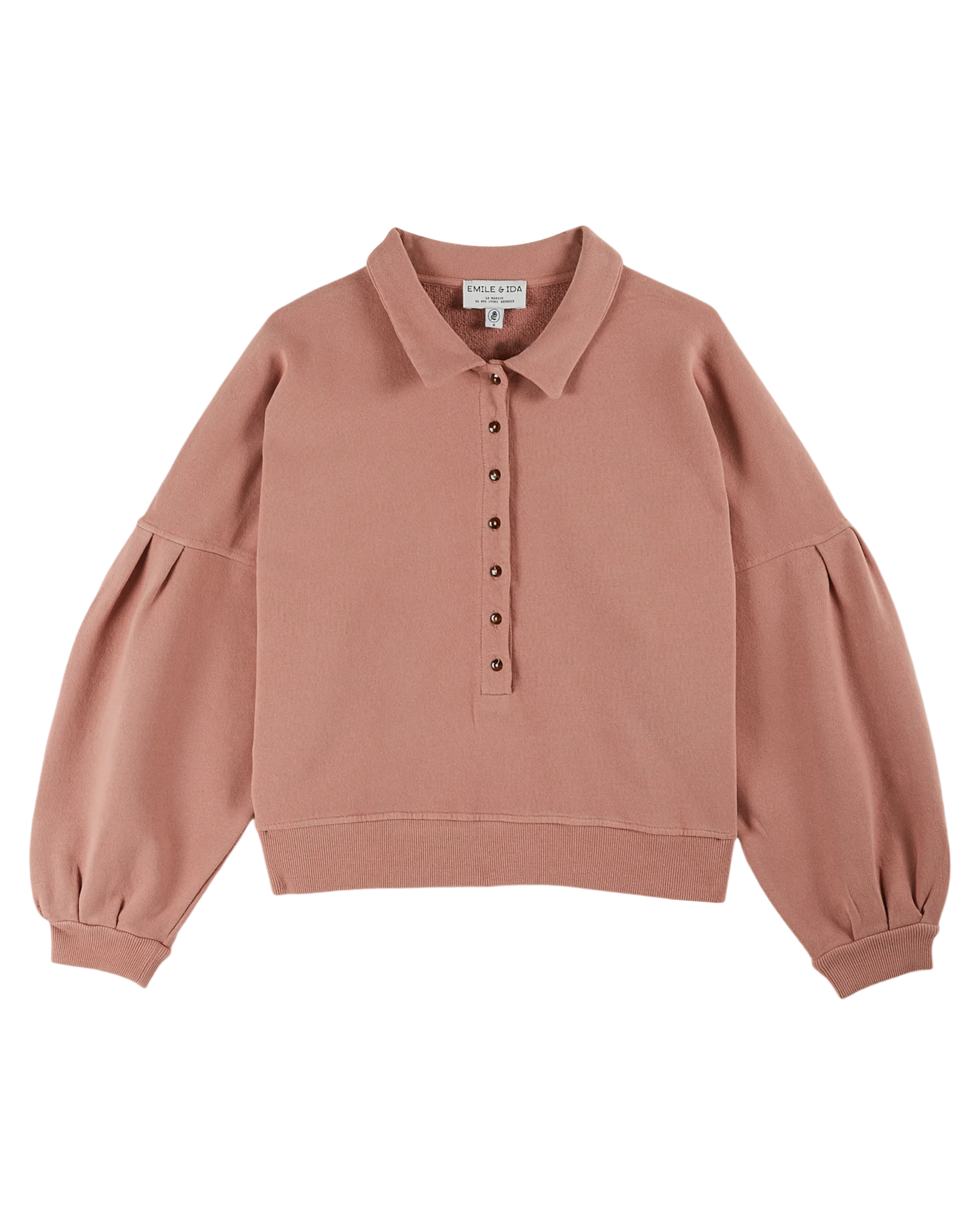 Terracotta buttoned sweatshirt Emile & Ida