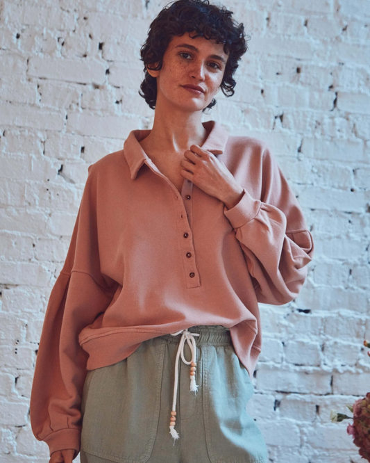 Terracotta buttoned sweatshirt Emile & Ida