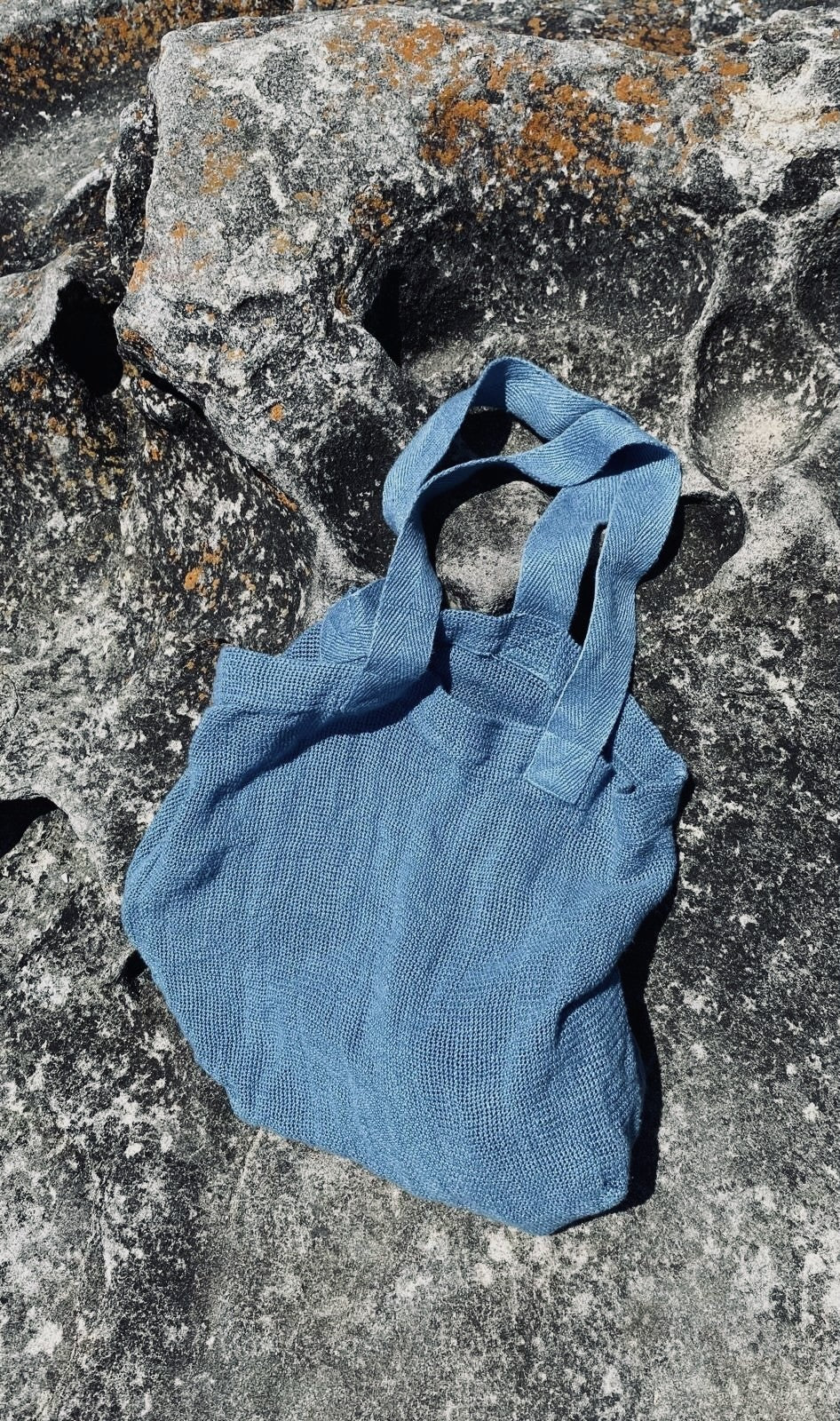 Stone Washed Linen Tote French Blue