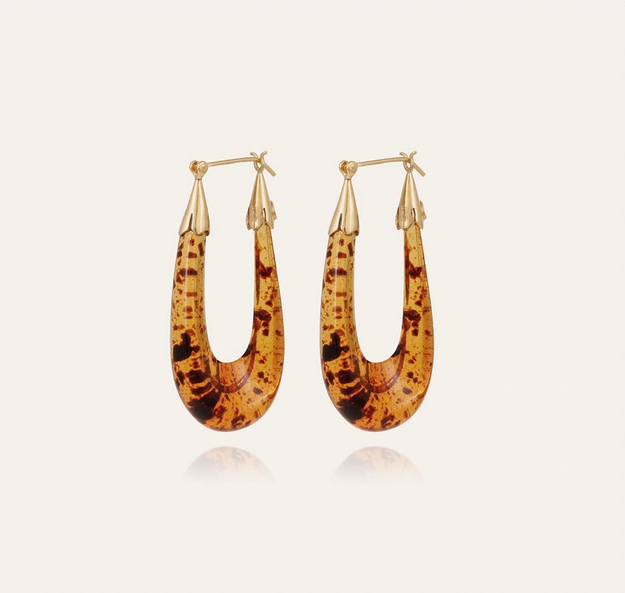 Gas Bijoux Earrings Ecume Tortoise Large